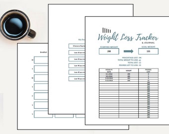 Weight Loss Tracker Diet Tracker Food Diary Goal Planner Food Journal Weight Loss Excel Weight Loss Tracker Lose Weight Instant Download