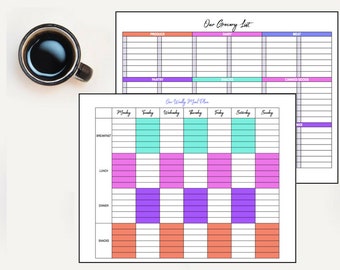Meal Planner Grocery List Weekly Meal Plan Grocery Planner Shopping List Meal Planner Printable Meal Planning Grocery Planning Dinner Plan