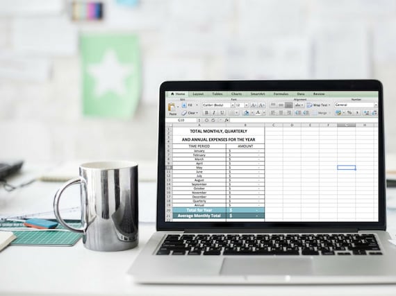 annual expense system monthly bill tracker excel expense etsy