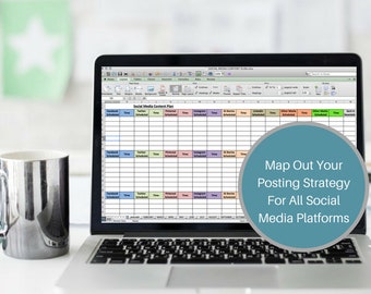 Social Media Content Planner Social Media Planner Marketing Plan Small Business Social Media Excel Social Media Social Media Plan Marketing