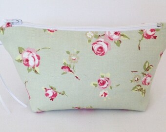 Make Up Bag, Sage Rosebud Make Up Bag, Cosmetic Bag, Floral Pouch, Handbag Tidy, Hair Accessories Bag, Pouch, Purse, Floral Purse, Gift