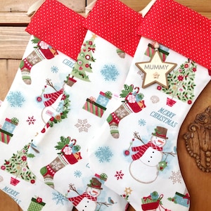 Christmas Stocking,Snowman Christmas Stocking, Santa Stocking, Snowman Stocking, Personalised, Handmade in UK, Name