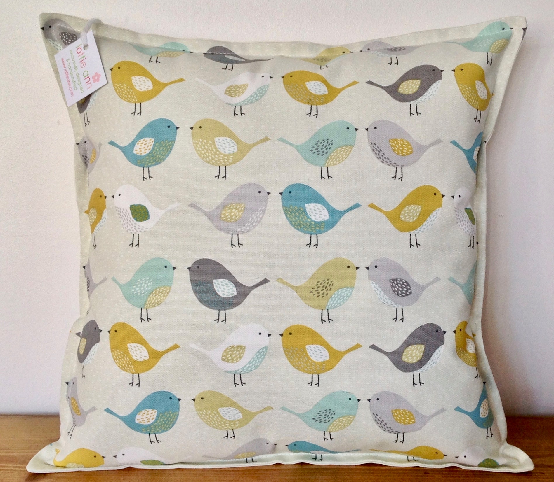 Birds Cushion Cover Ochre Cushion Cover Teal Cushion Cover Etsy UK