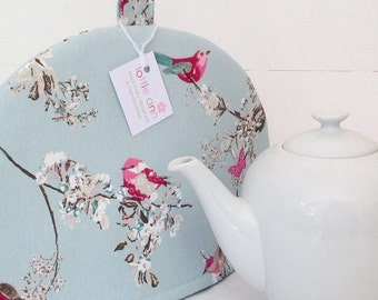 Tea Cosy, Beautiful Birds Tea Cosy, Pretty Tea Cosy, Birds, Blossom, Butterflies, Duck Egg Blue, Kitchen Accessory, Time for Tea!, Gift