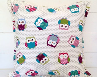 Cushion Cover, Owls Cushion Cover 16", Owls Pillow Case, Owls Pillow, Owls Cushion, Childs' Bedroom, Nursery, Kids Room, Cute Owls