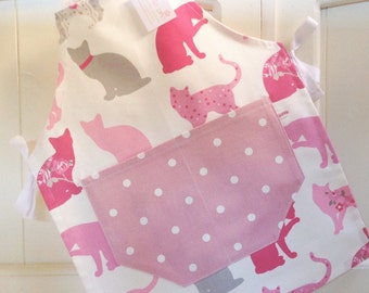 Child's Apron, Child's Cats Apron, Child's Apron, Pink Dotty Apron, Mother and Daughter Gift Idea, Child's Spotty Apron, Pink Apron, Baking
