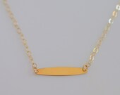 Engravable 14K Gold Bar Necklace