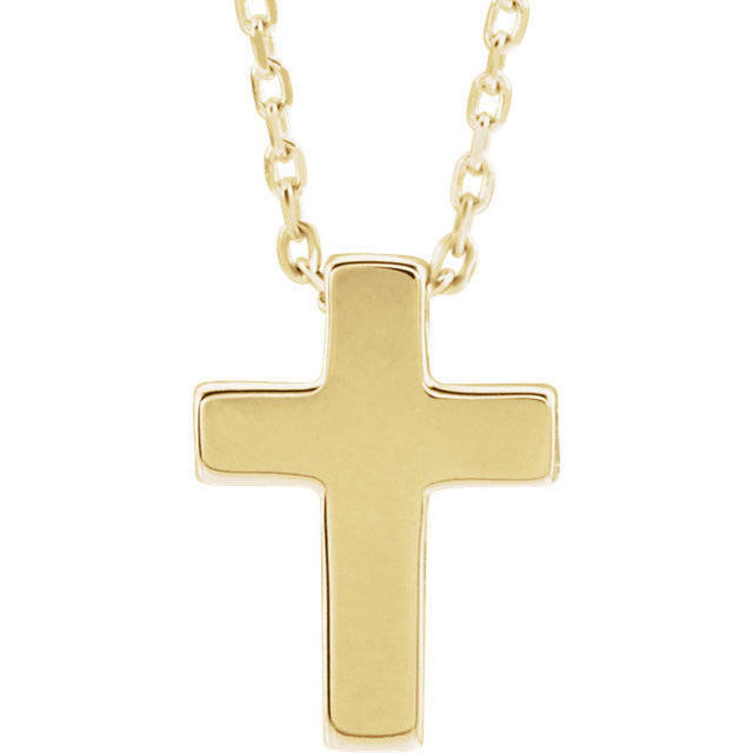 Any Color 14kt Gold Dainty Cross Necklace Has Matching Etsy