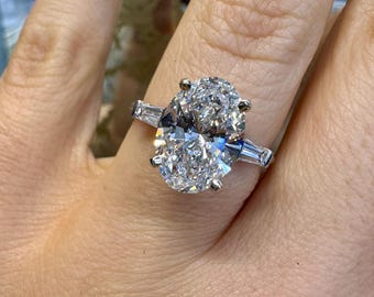 14kt White Gold 3.02 ctw Oval Lab Grown Diamond Engagement Ring