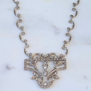 14kt White Gold Art Deco Style Diamond Necklace