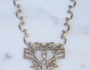 14kt White Gold Art Deco Style Diamond Necklace