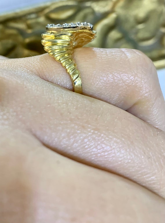 14kt Yellow Gold Diamond Cocktail Ring - image 5