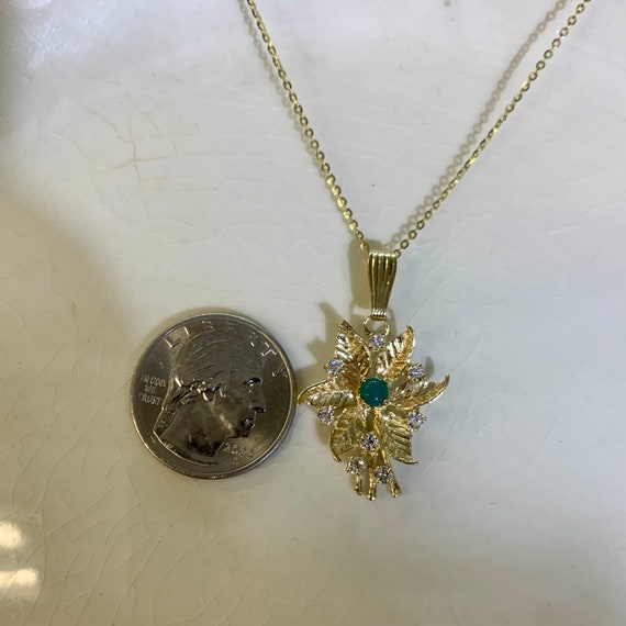 Vintage 14kt Yellow Gold Floral Turquoise And Dia… - image 9