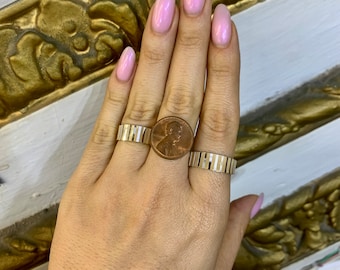 14kt White And Yellow Gold His And Hers Modern Tapered Wedding Bands.