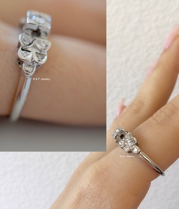 Vintage 14kt White Gold Diamond Engagement Ring - image 9