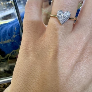 Dainty 14kt Yellow Gold Diamond Heart Ring