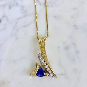 14kt Bi-color Gold Tanzanite And Diamond Necklace- Has Matching Ring