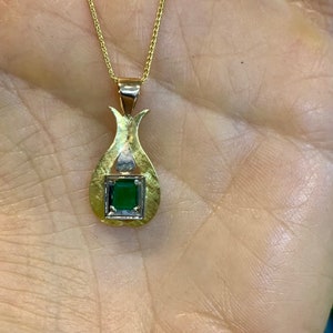 Vintage 18kt And 14kt Tri-Color Gold Emerald Necklace