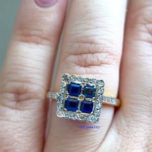 Vintage 18kt Bi-color Gold  Sapphire And Diamond Ring