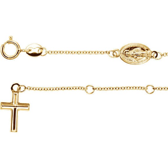 14kt Yellow Gold Rosary Bracelet Has 