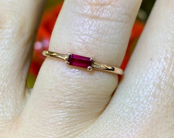 14kt Rose Gold Ruby Baguette Stackable Band