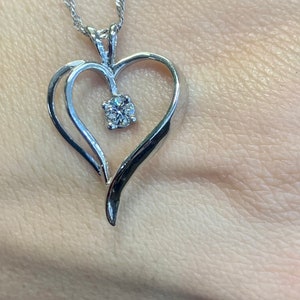 14kt White Gold Diamond Solitaire Heart Necklace