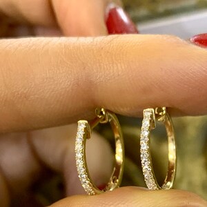 14kt Yellow Or Rose Gold Diamond Huggie Hoop Earrings