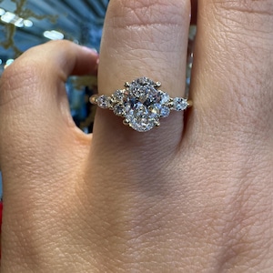 Custom-Made 14kt Yellow Gold Oval Lab Grown And Diamond  Wedding Set