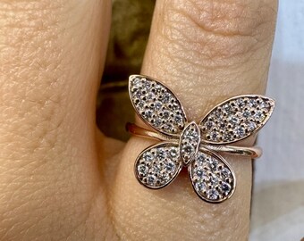 14kt Rose Gold Diamond Butterfly Ring
