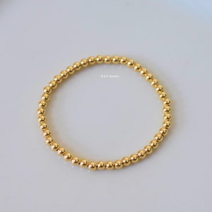 14K Yellow Gold 4mm Beaded Bracelet