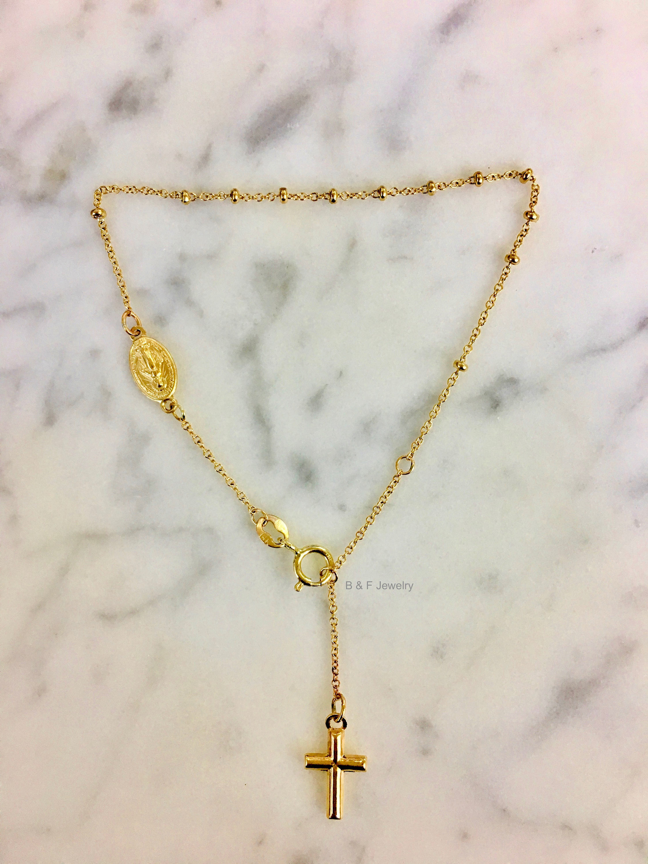 14kt Yellow Gold Rosary Bracelet Has 
