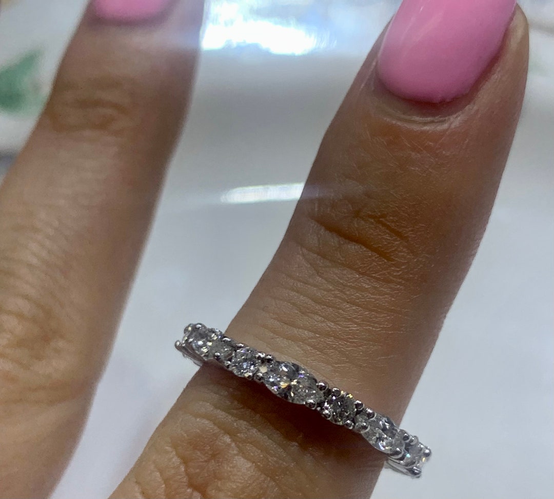 14kt White Gold Marquise and Round Diamond Eternity Band - Etsy