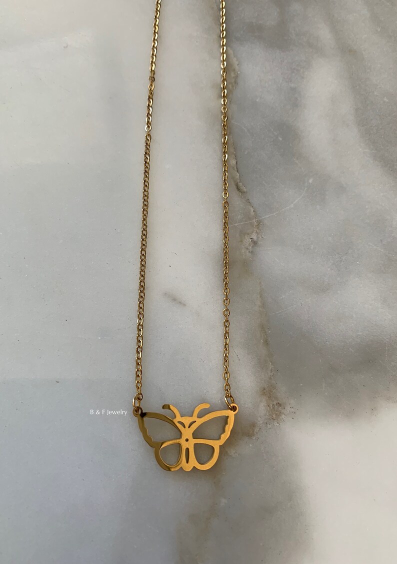 Gold Dipped Butterfly Necklace And Earring Set