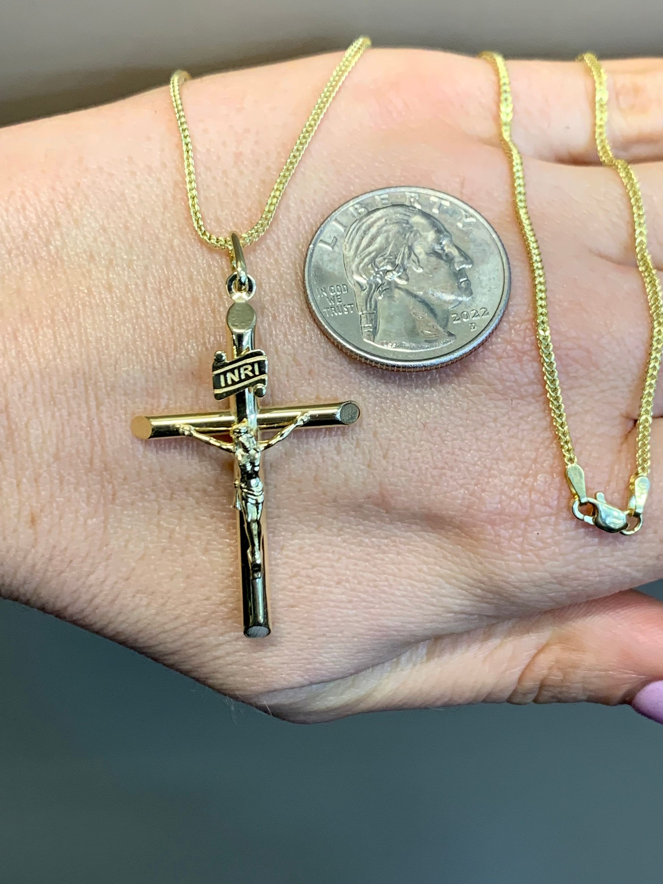 14kt Yellow Gold Crucifix Necklace - Etsy