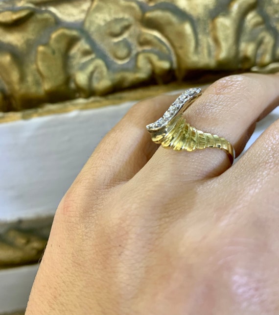 14kt Yellow Gold Diamond Cocktail Ring - image 4