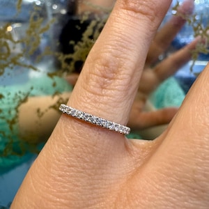 Custom-made Dainty 14kt White Gold U-Prong Diamond Band