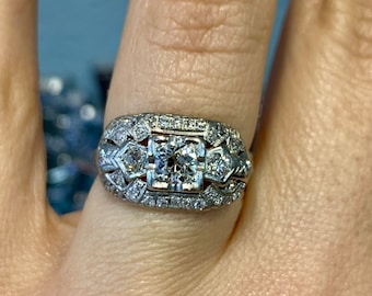 Art Deco Platinum And Diamond Ring