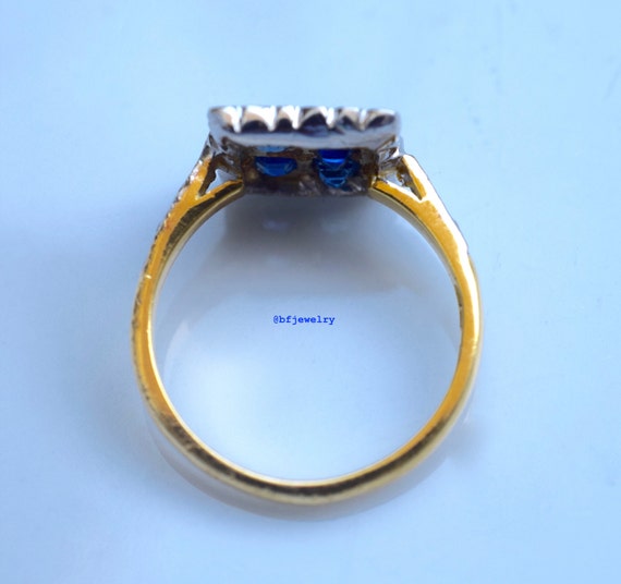 Vintage 18kt Bi-color Gold  Sapphire And Diamond … - image 3