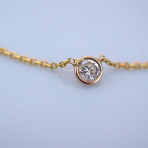 14kt Bicolor Gold Bezel Set Diamond Solitaire Necklace