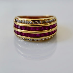14kt Yellow Gold Ruby And Diamond Channel-Set Anniversary Band