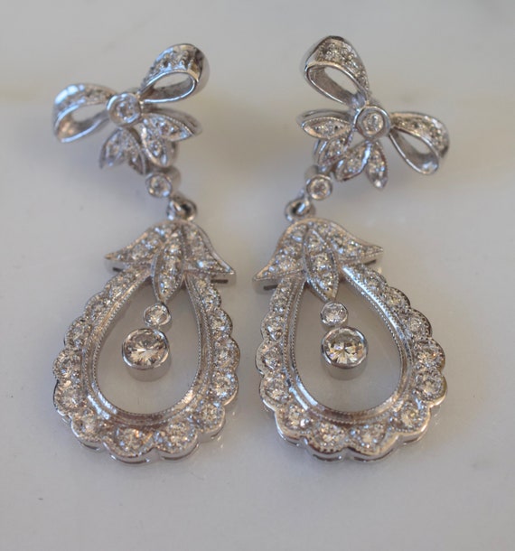 Vintage diamond earrings etsy sale