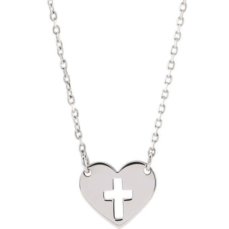 Earrings Any Color Solid 14K Gold Cross Heart Necklace Or Ring SALE