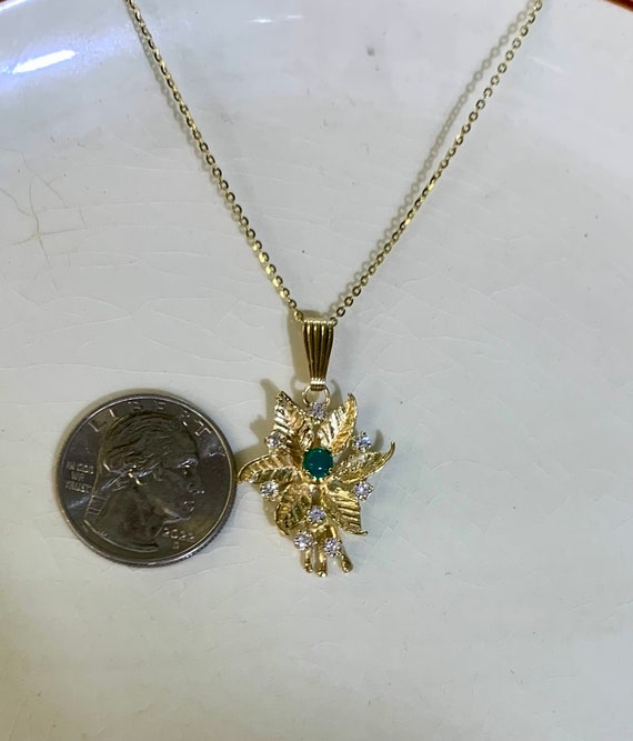 Vintage 14kt Yellow Gold Floral Turquoise And Dia… - image 8