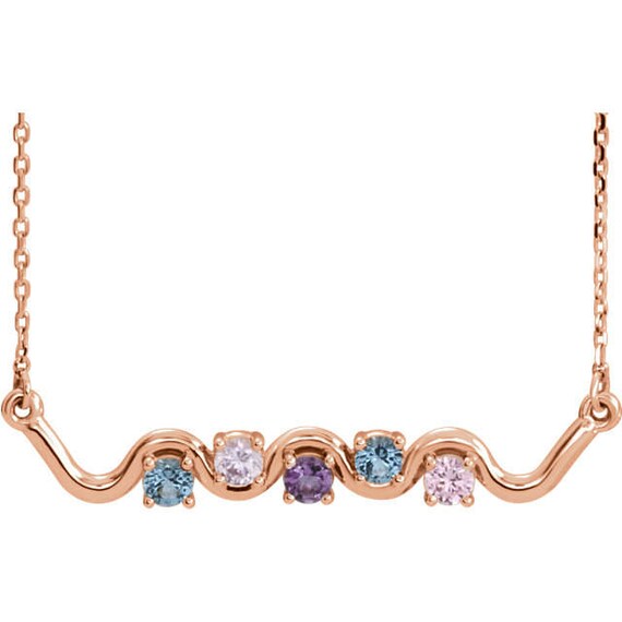 family birthstone bar necklace