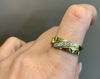 14kt Yellow Gold Men's Nugget Diamond Ring