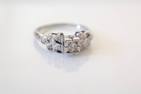 Vintage 14kt White Gold Diamond Engagement Ring - image 3