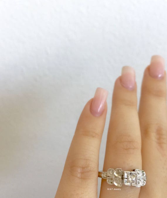 Vintage 14kt White Gold Diamond Engagement Ring - image 8