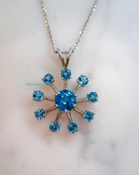 Buy 14kt White Gold Sky Blue Topaz Snowflake Necklace Online in