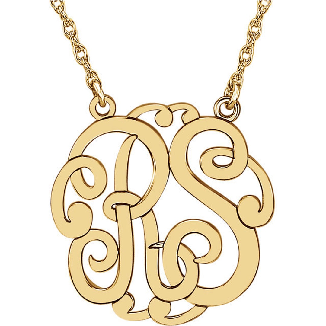 Any Color 14kt Gold 2 Letter Monogram Necklace: 3-letter - Etsy