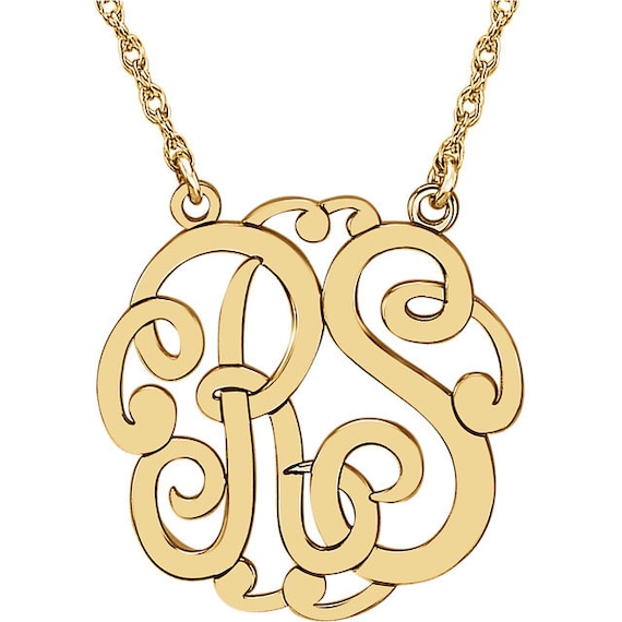 SALE Any Color 14K Gold 2 Letter Monogram Necklace: 3-Letter | Etsy